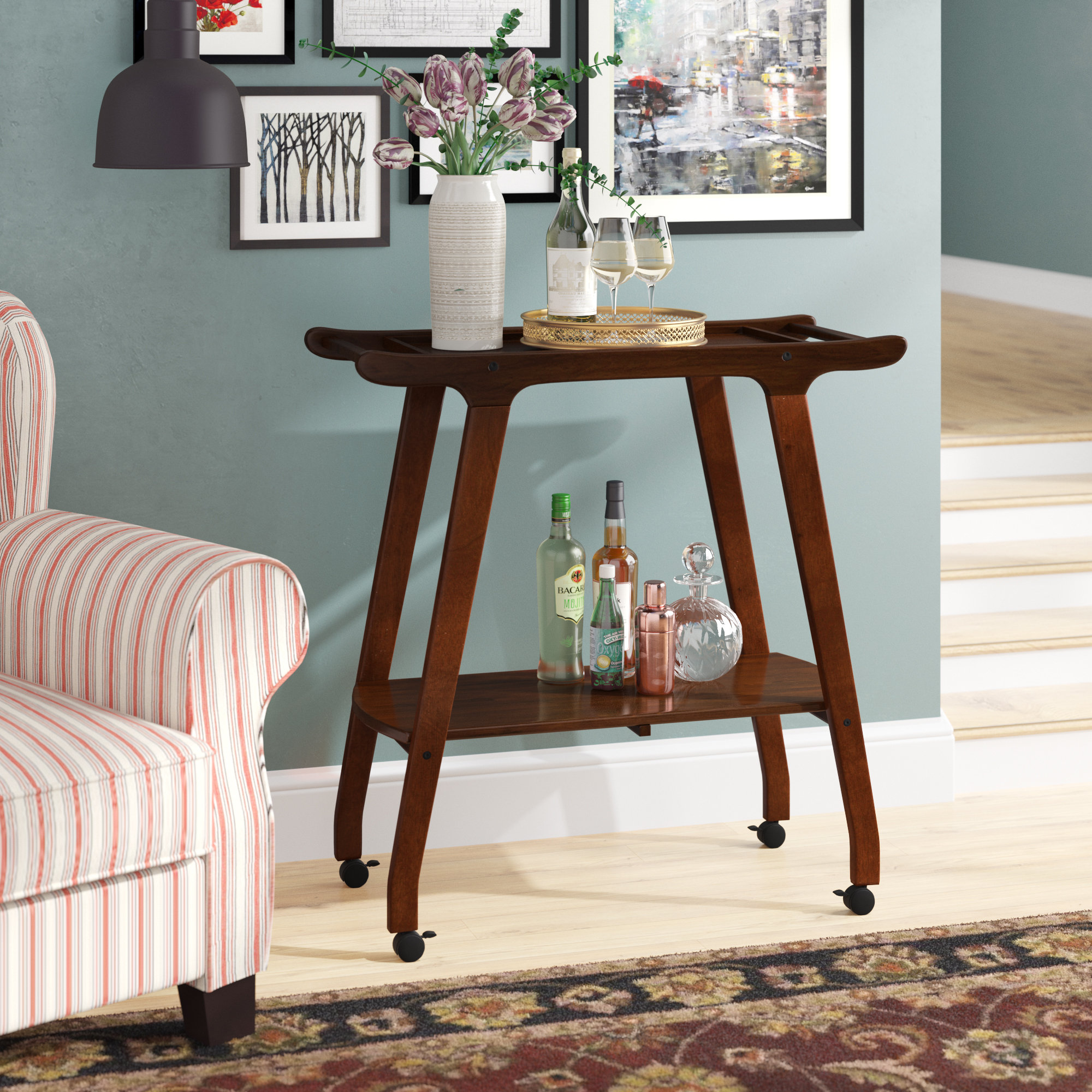 Langley Street Wood Bar Cart Reviews Wayfair