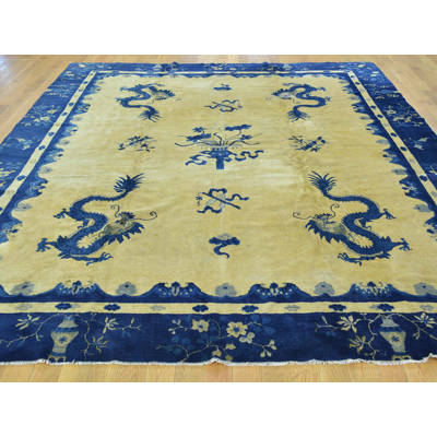 Isabelline One Of A Kind Bloom Antique Chinese Peking Dragon Design One Of A Kind Bloom Antique Chinese Peking Dragon Design Hand Knotted