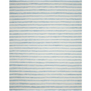 Dhurries Wool Aqua/Ivory Area Rug