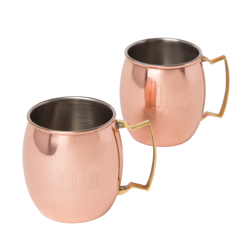 Cathys Concepts 2 Piece His / Hers Moscow Mule Copper Mug with Unique