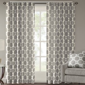 Parmelee Geometric Semi-Sheer Grommet Single Curtain Panel