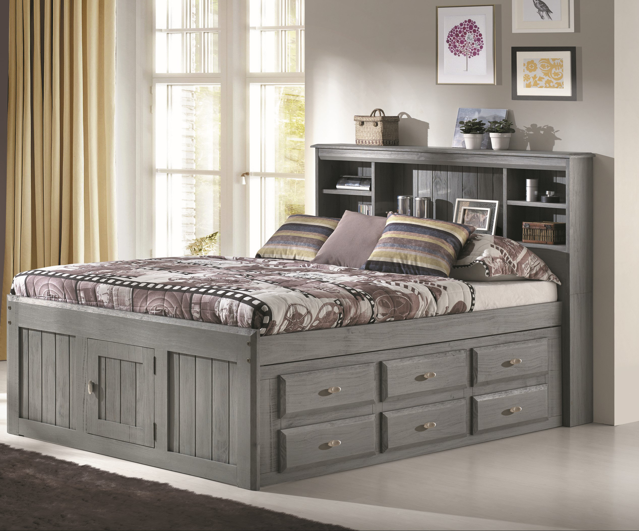 Harriet Bee Jim Full Mate S Captain Bed With Drawers And Harriet Bee Jim Full Mate S Captain Bed With Drawers And Bookcase Reviews Wayfair