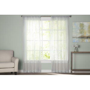 Wayfair Basics Solid Sheer Rod Pocket Curtain Panels (Set of 2)