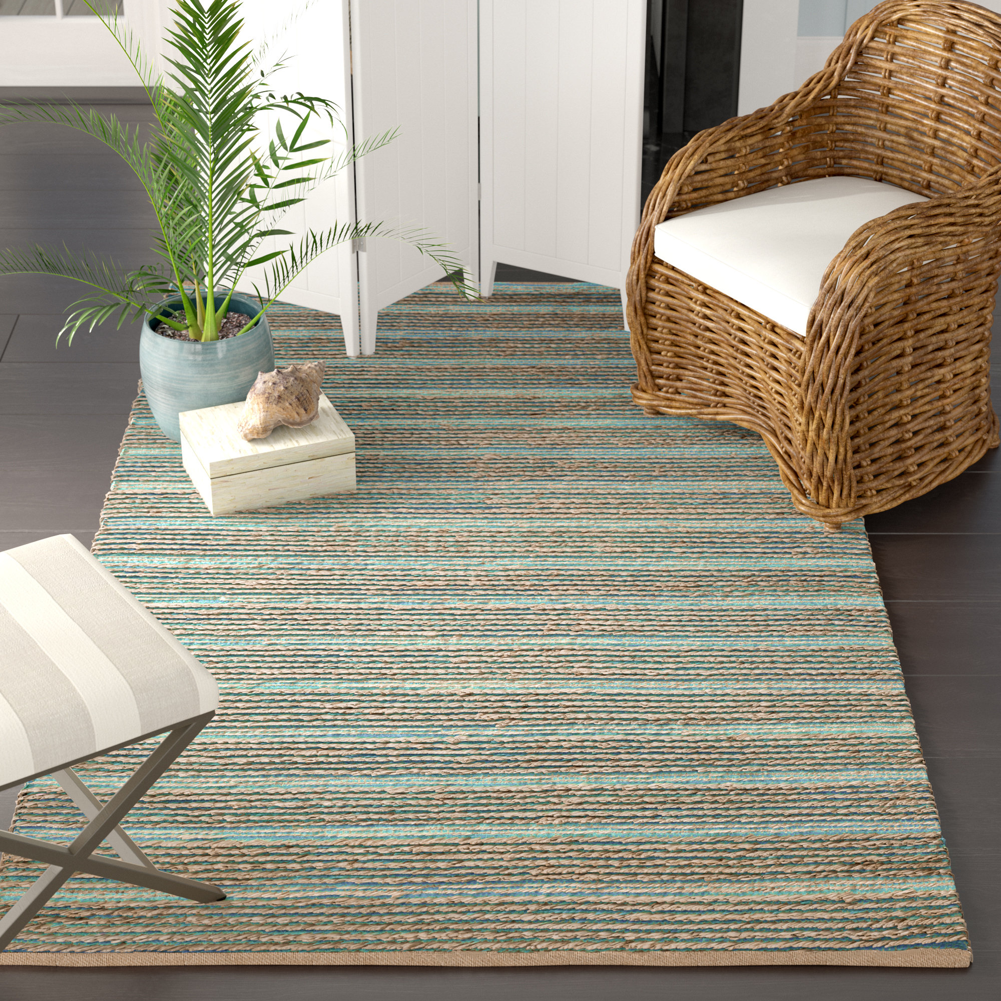 Beachcrest Home Marshville Hand Woven Aquabeige Area Rug & Reviews - Beachcrest Home Marshville Hand Woven Aquabeige Area Rug & Reviews -