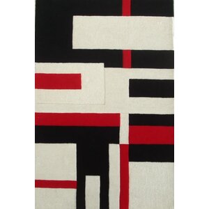 Modern Cool Red/White Area Rug