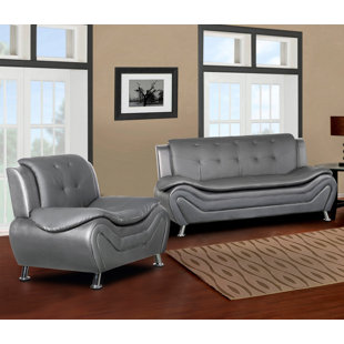 Grey Leather Living Room Sets You Ll Love Wayfair Quickview