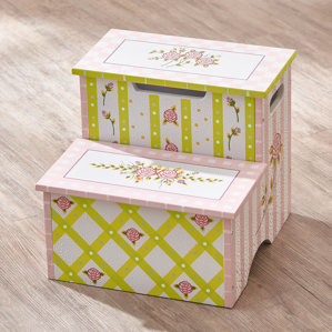 Crackled Rose Step Stool with Storage by Fantasy Fields