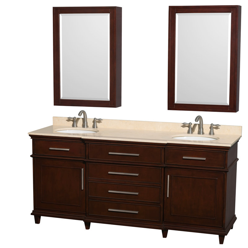 Wyndham Collection Berkeley 72 Double Dark Chestnut Bathroom Vanity Berkeley 72 Double Dark Chestnut Bathroom Vanity Set With Medicine Cabinet