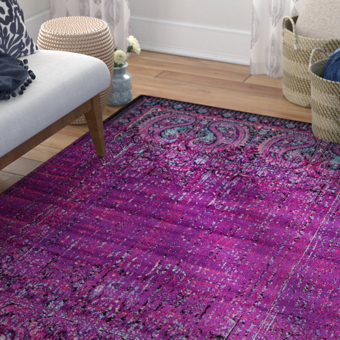 Neuilly Lilac Black Area Rug