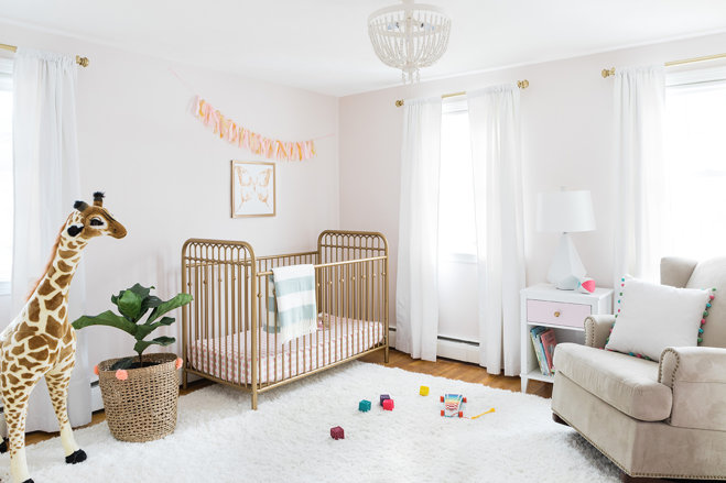 Room Tour A Fresh Feminine Nursery Wayfair White Bedroom With Pink Accents
