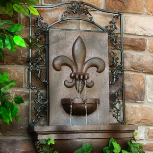 Polystone French Lily Outdoor Wall Fountain