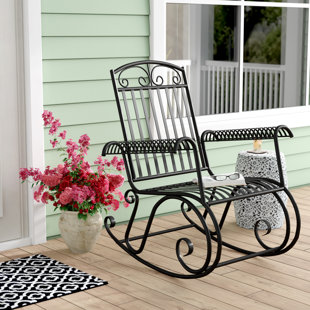 Metal Patio Rocking Chairs Gliders You Ll Love Wayfair Nocona Iron Outdoor Porch Rocking Chair