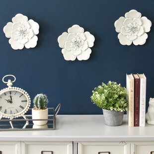 White Ceramic Flower Kitchen Wall Art Backsplash quickview silver white