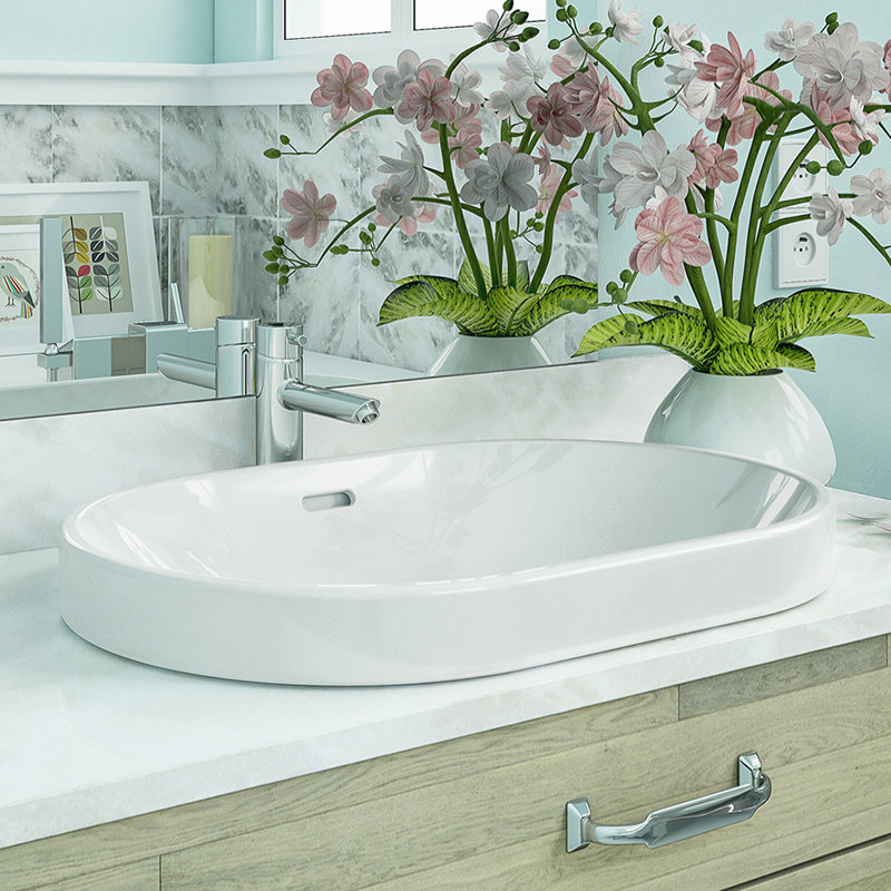 DECOLAV Ava Classically Redefined Ceramic Oval Vessel Bathroom Sink