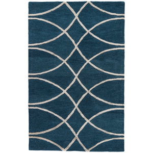 Cortlandville Hand-Tufted Navy/Taupe Area Rug