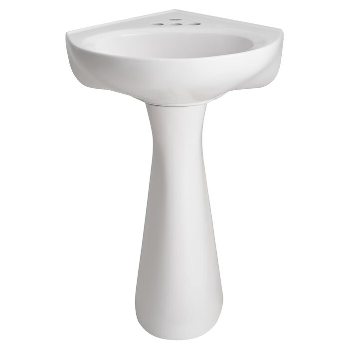 Ceramic 16 Pedestal Bathroom Sink With Overflow