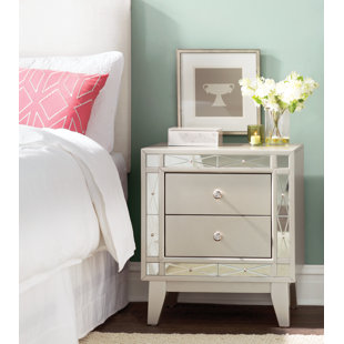 White Nightstand Set Of 2 Wayfair Alessia 2 Drawer Nightstand