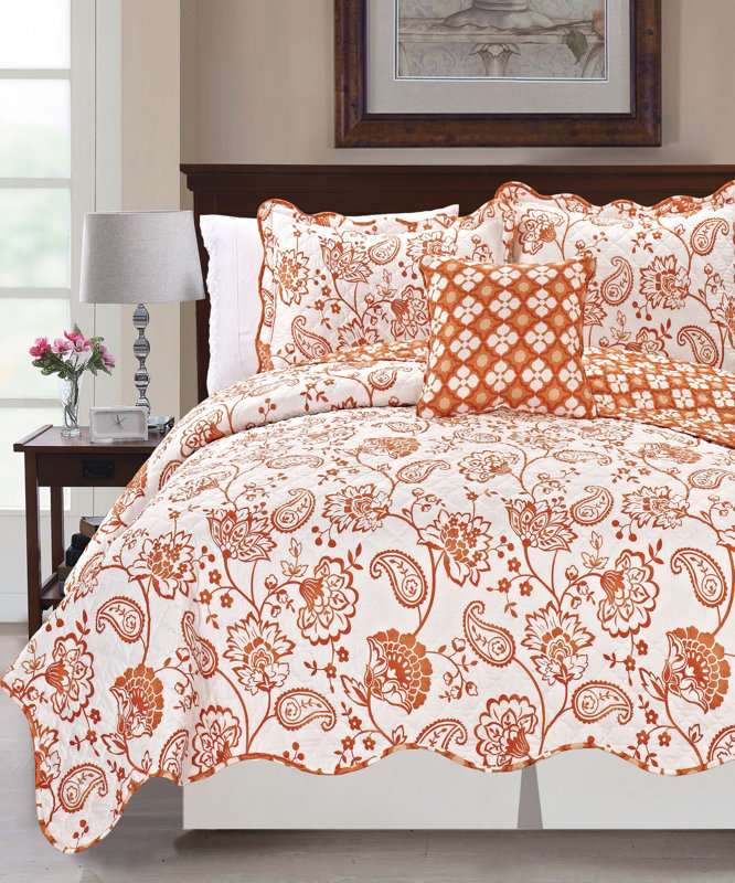 Serenta Paisley Flowers 4 Piece Reversible Coverlet Set & Reviews Wayfair