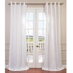 Madison Solid Faux Linen Grommet Single Curtain Panel