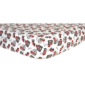 Dr. Seuss Cat in The Hat Flannel Fitted Crib Sheet