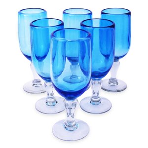 Aquamarine Blown Glass Goblet (Set of 6)