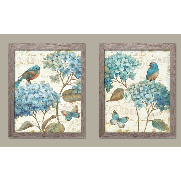 Darby Home Co 'Gorgeous Teal and Cream Watercolor-Style Hydrangea ...