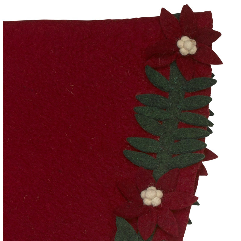 Arcadia Home Poinsettia Wreath Hand Felted Tree Skirt Wayfair Poinsettia Wreath Hand Felted Tree Skirt