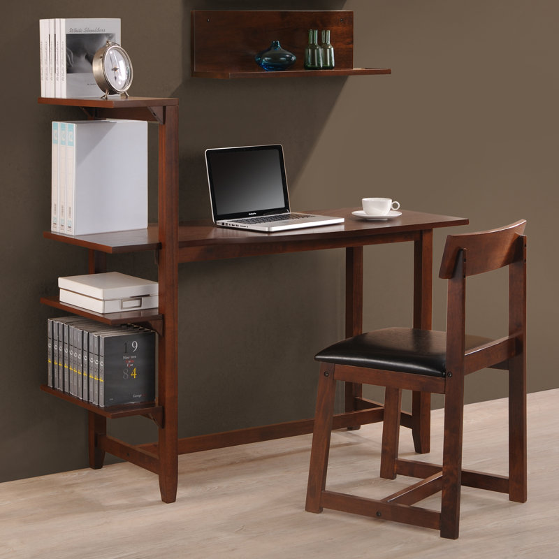 Desk With Side Shelves Wayfair Washington 47 Writing Desk With Side Shelf And Chair