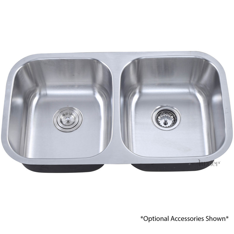 Luxier 32 25 Undermount 50 Equal Double Bowl Stainless Steel Default Name