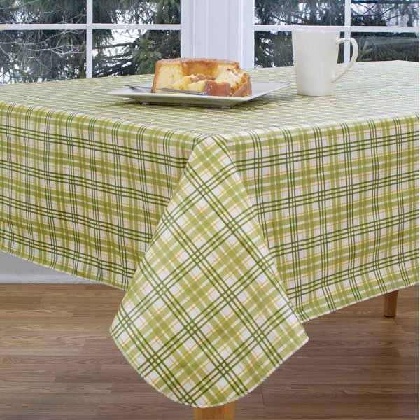 Elrene Home Fashions Homestead Plaid 84" Oval Vinyl Tablecloth & Reviews Wayfair