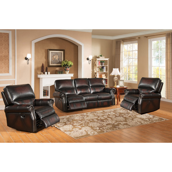 amax nevada 3 piece leather living room set & reviews | wayfair amax nevada 3 piece leather living room set & reviews | wayfair