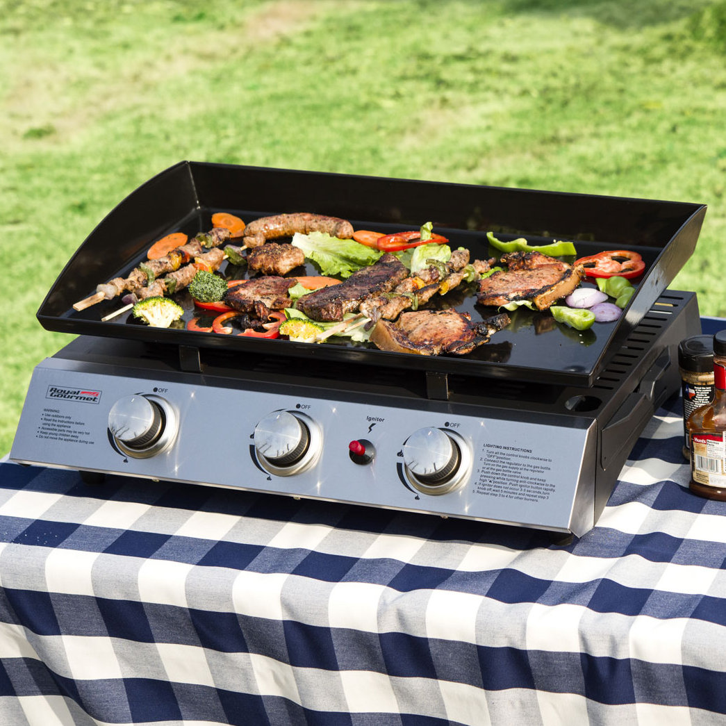 Royal Gourmet Portable Propane Gas Griddle Grill with Triple Burner