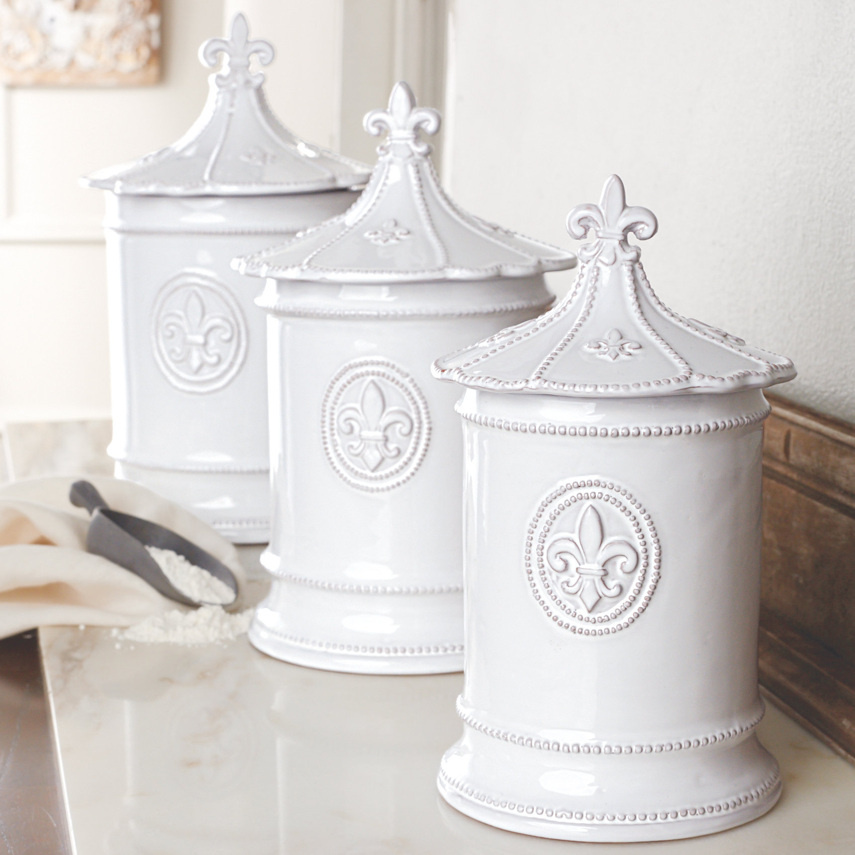 Mud Pie™ Fleur De Lis 3 Piece Kitchen Canister Set ...