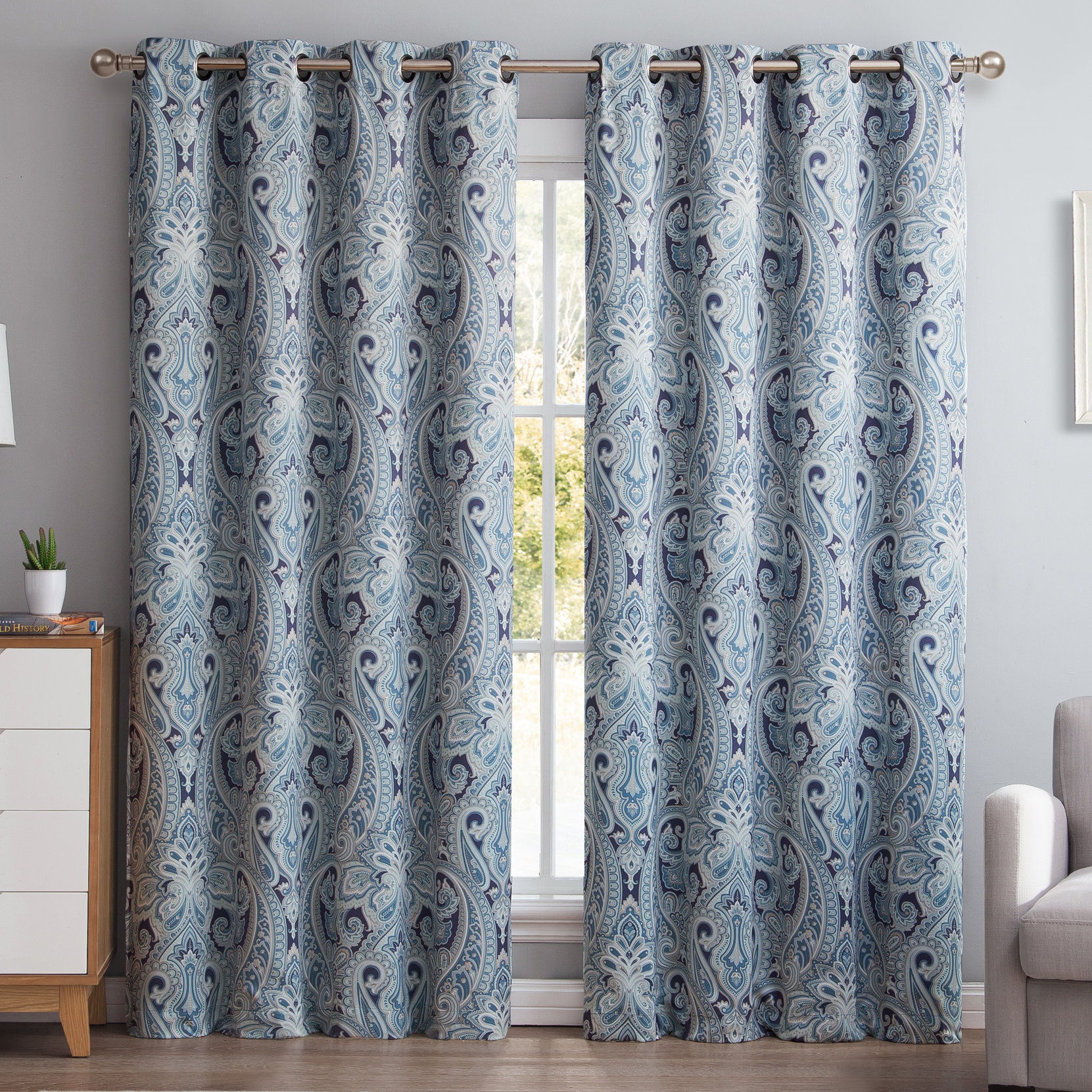 HLC.ME Paisley Damask Blackout Curtain Panels & Reviews Wayfair