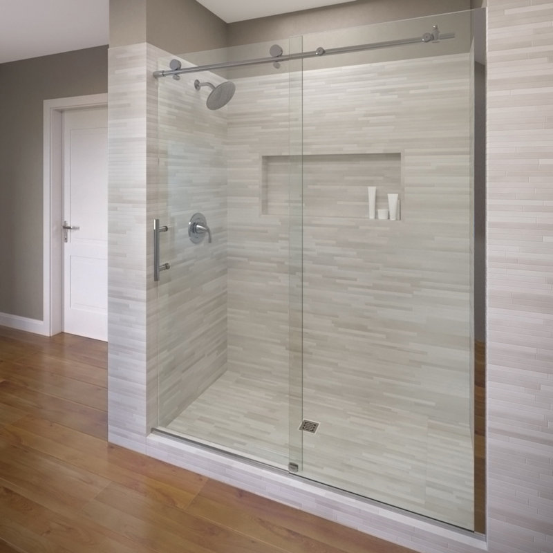 Shower Bathtub Doors You Ll Love Wayfair Vinesse 76 X 59 Single Sliding Fixed Panel Shower Door