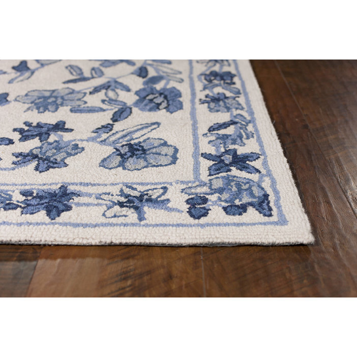 August Grove Labrosse Ivory/Blue Floral Area Rug & Reviews Wayfair