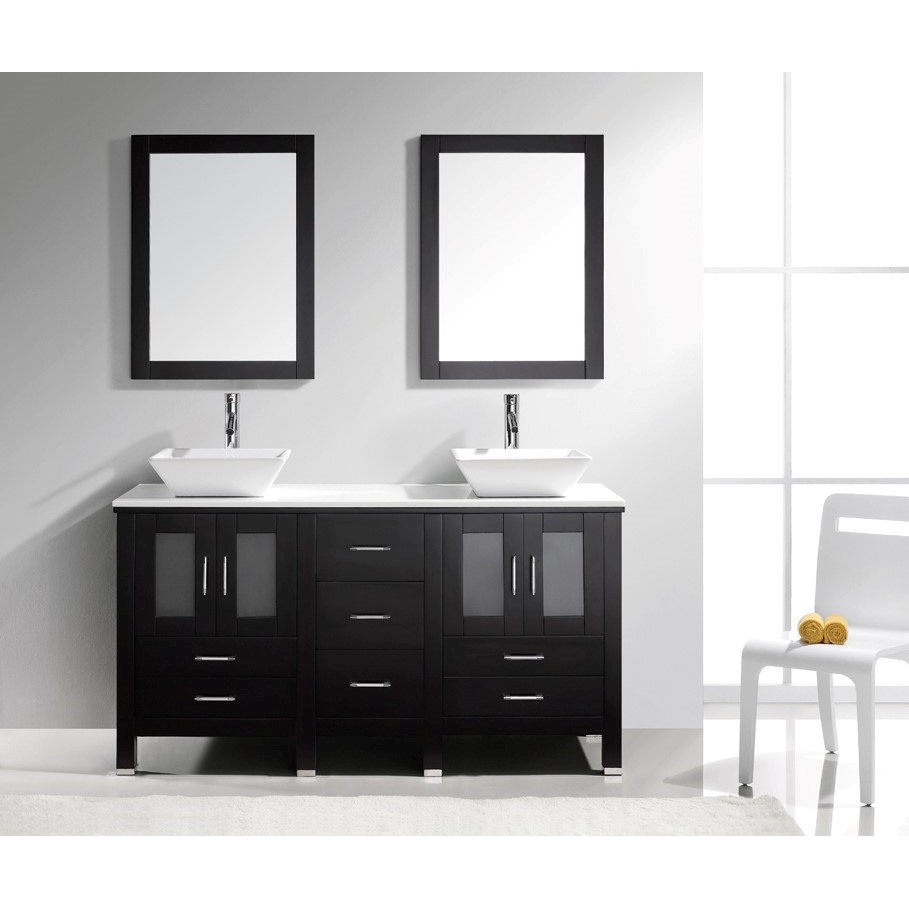 Virtu USA Bradford 60" Double Bathroom Vanity Set with ...