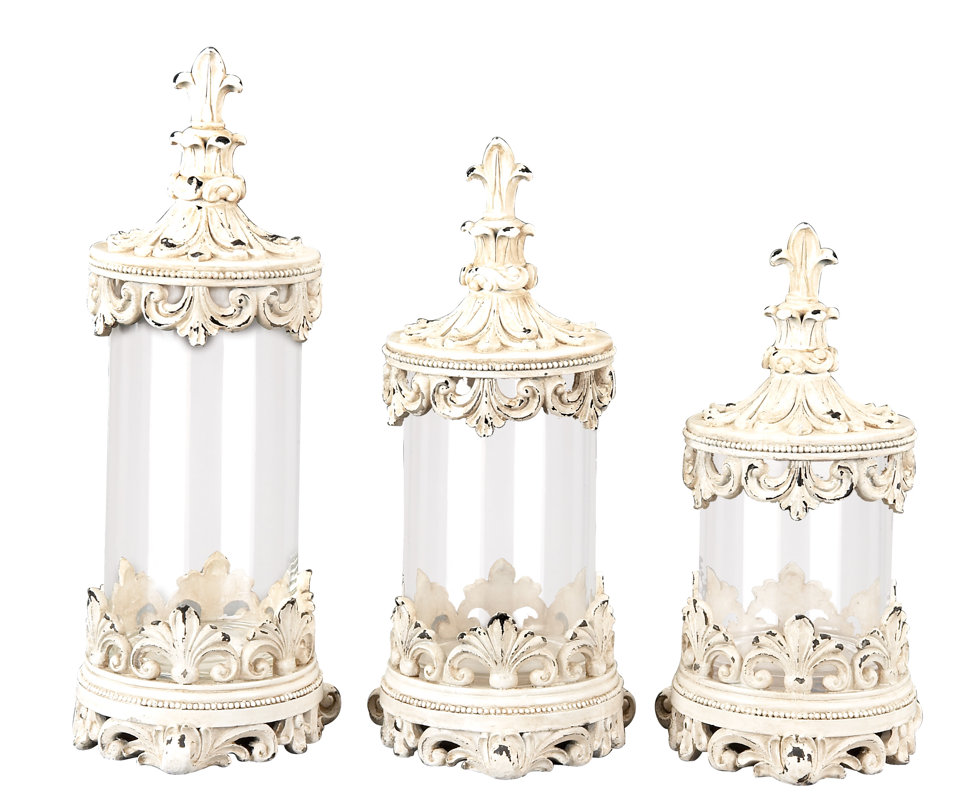 ABCHomeCollection Fleur de Lis Glass 3 Piece Kitchen ... Find new canisters & jars for your home at joss & main.