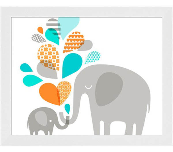 Evive Designs Elephant and Baby Framed Art & Reviews Wayfair