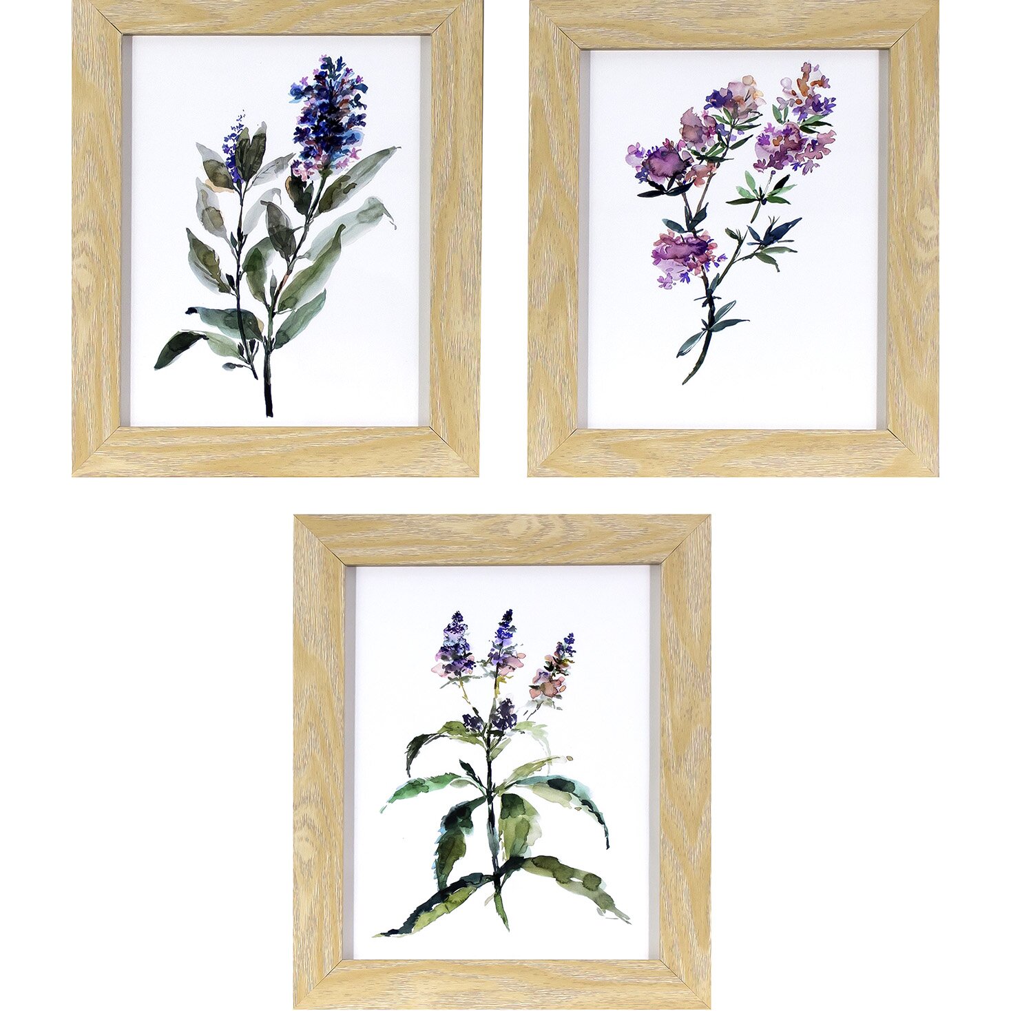 Lavender Wildflowers 3 Piece Framed Print of Painting Set | Joss & Main