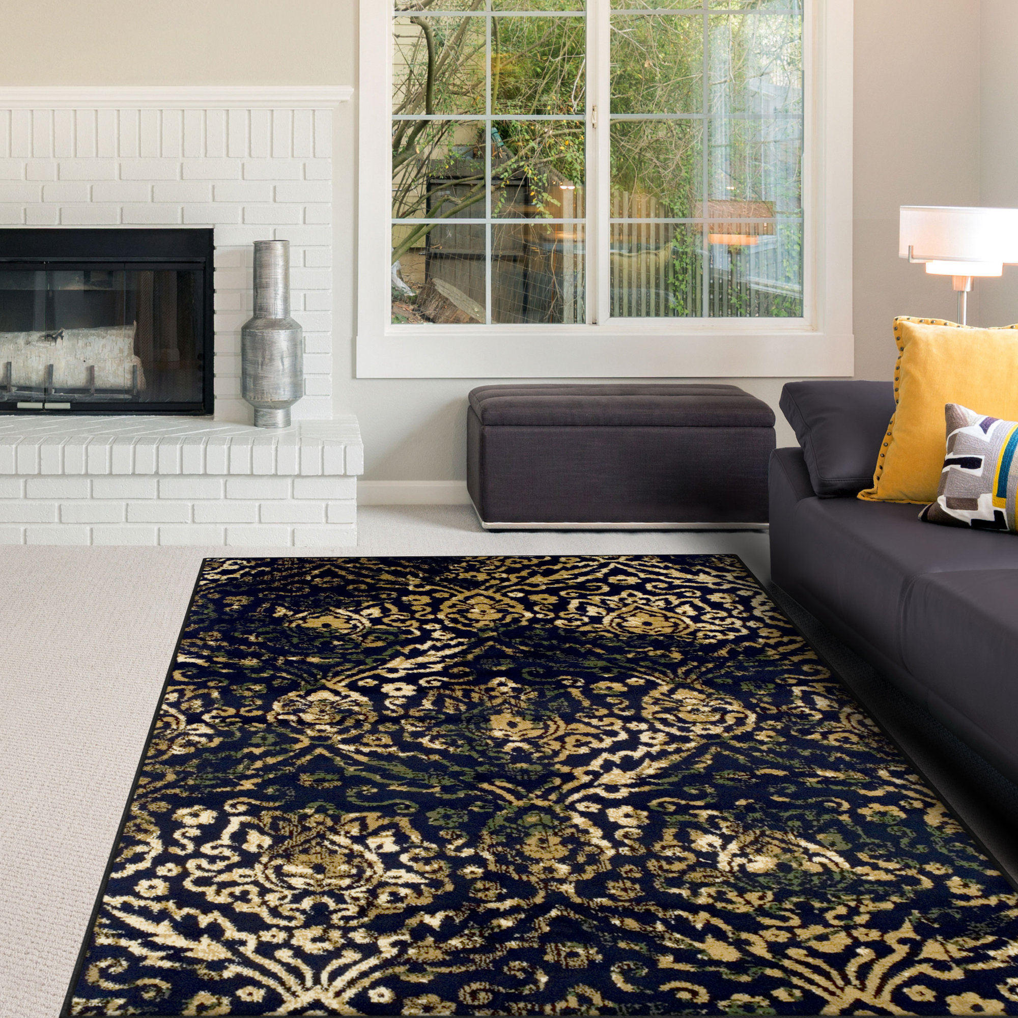 Bloomsbury Market Goshen Navy Blue/Beige Area Rug Wayfair.ca