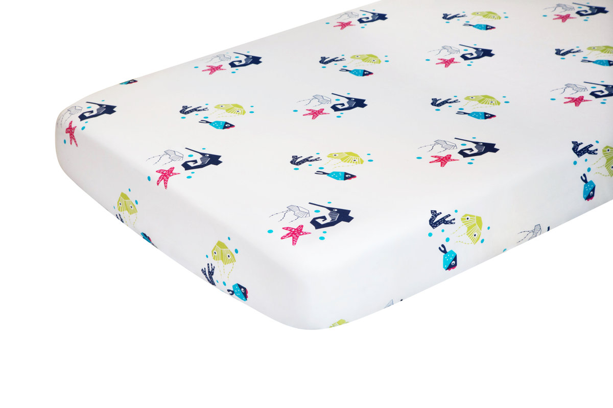 Nursery Works Oceanography Cotton Percale Flat Crib Sheet & Reviews