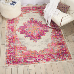 Pink Rugs You Ll Love Wayfair Bethesda Ivory Fuchsia Indoor Area Rug