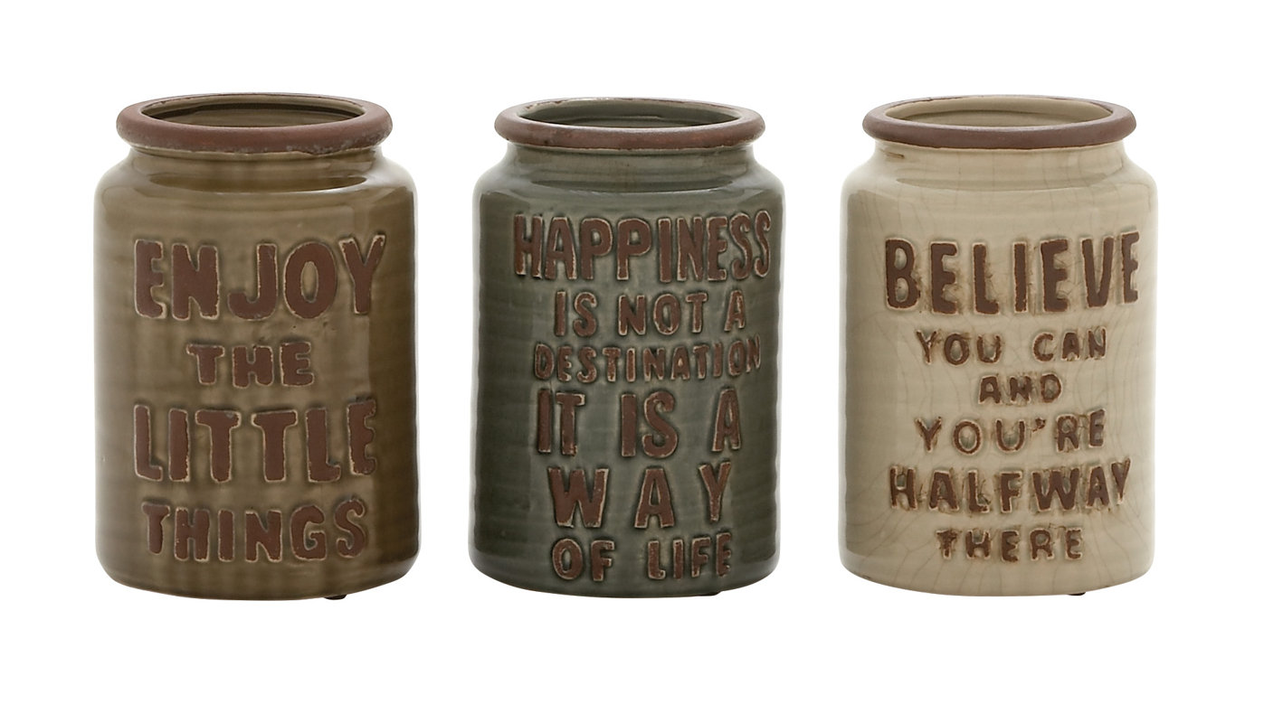 Woodland Imports Creative 3 Piece Decorative Jar Set & Reviews Wayfair