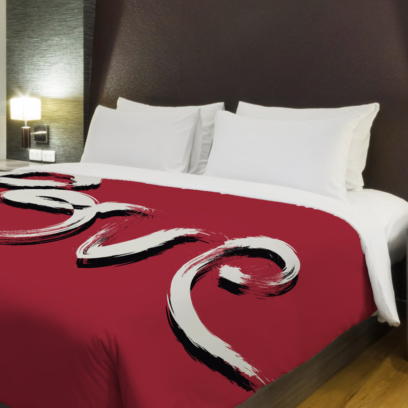One Bella Casa Hand Painted Love Fleece Duvet Cover Wayfair