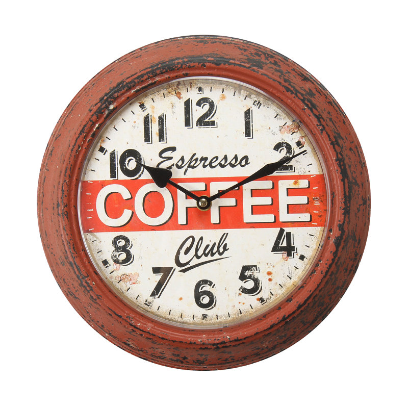 AdecoTrading 11.8" Retro Round "Coffee Espresso Club" Cafe Shop Wall