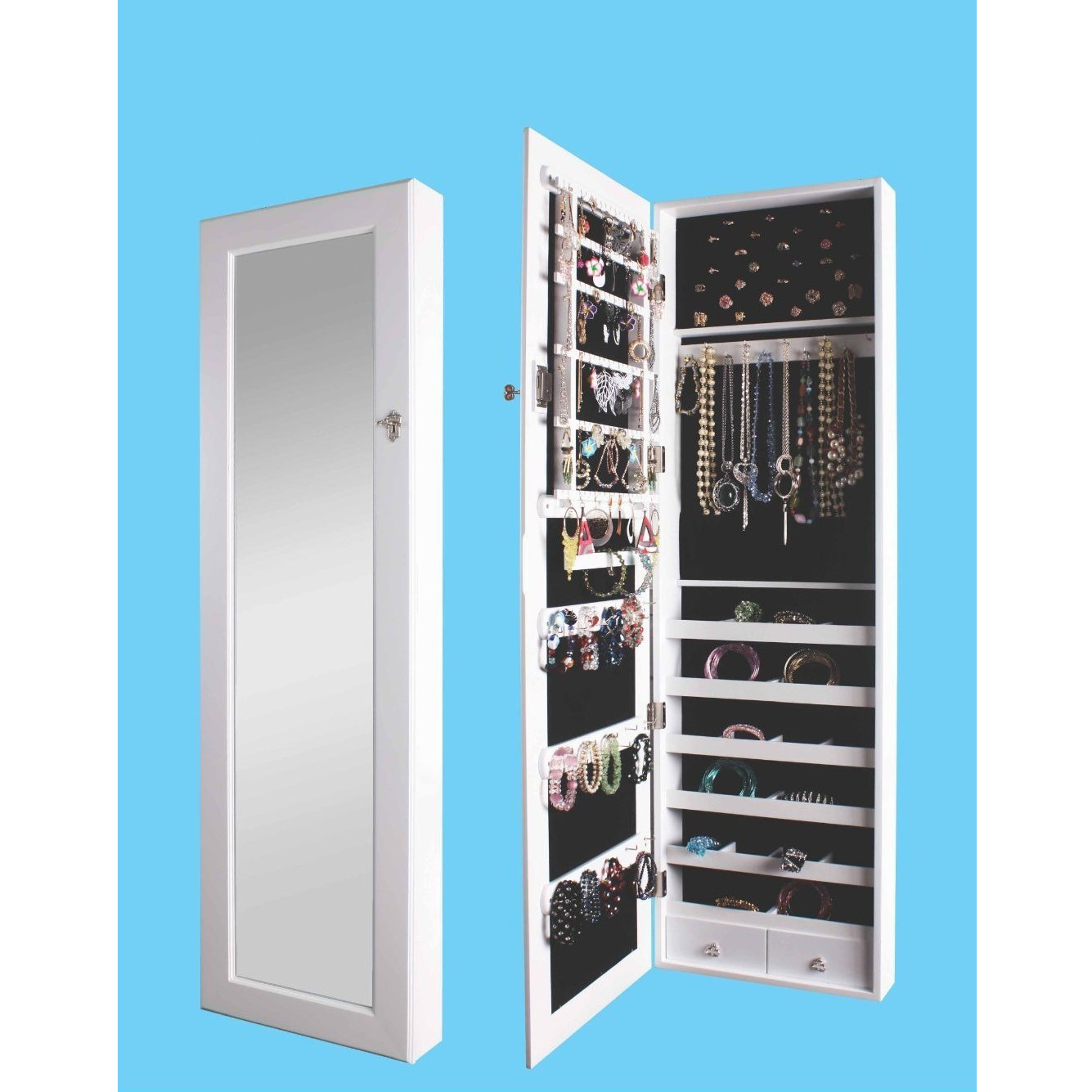 FamisCorp Premium Over the Door Jewelry Armoire with Mirror & Reviews