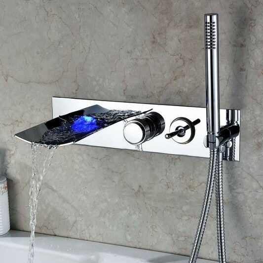 led waterfall wall mount tub faucet
