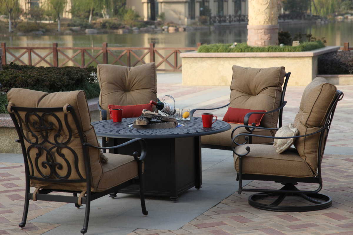 Fire Pit Table Sets You Ll Love Wayfair Santa Anita 5 Piece Fire Pit Seating Group With Cushions