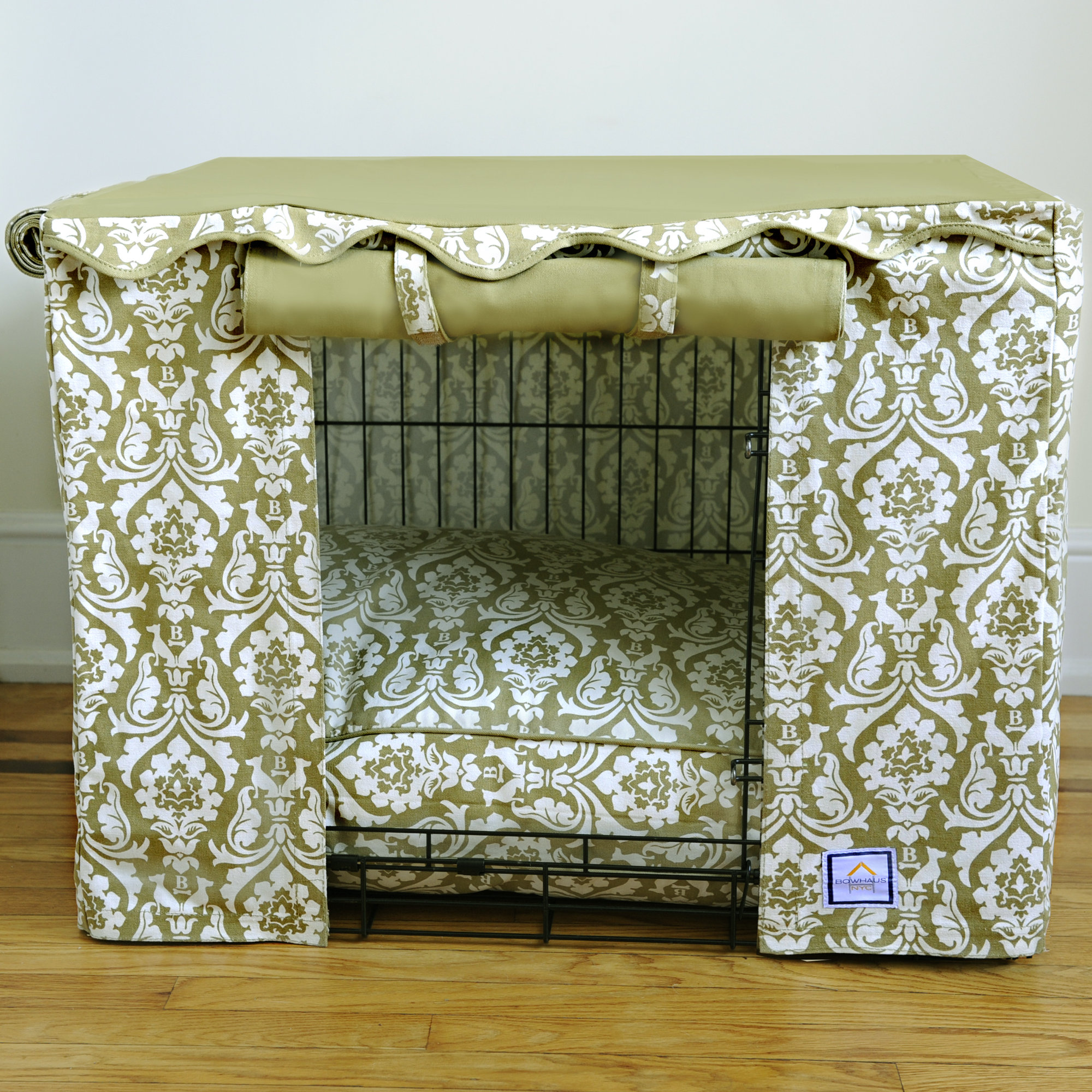 BowhausNYC Damask Dog Crate Cover & Reviews Wayfair